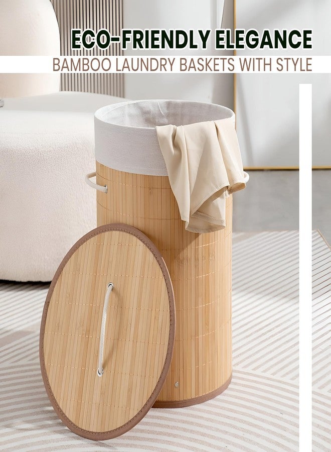 iBELL Foldable Bamboo Laundry Basket with Lid | Sustainable & Eco-Friendly | Travel Essential | Solid Laundry Basket | Easy to Carry (1 Pc, Wood Finish) - Image 2